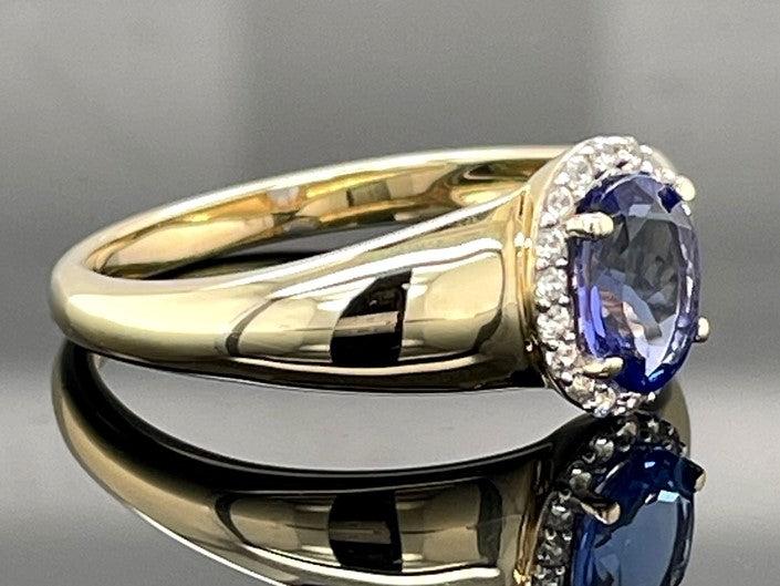 RING AUS 375/- GELBGOLD MIT TANSANIT AAAA & ZIRKON (GES.CA.0,90ct.)