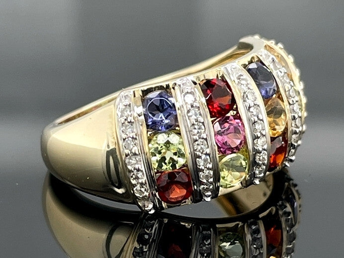 RING AUS 375/- GELBGOLD mit Multi Edelsteinen (ca. 1,9 ct.)