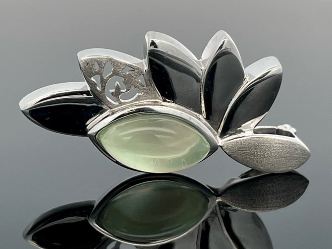 CLIP ANHÄNGER AUS 925/- SILBER RHODINIERT MIT FLUORIT/PERLMUTT-DUBL. BEH.