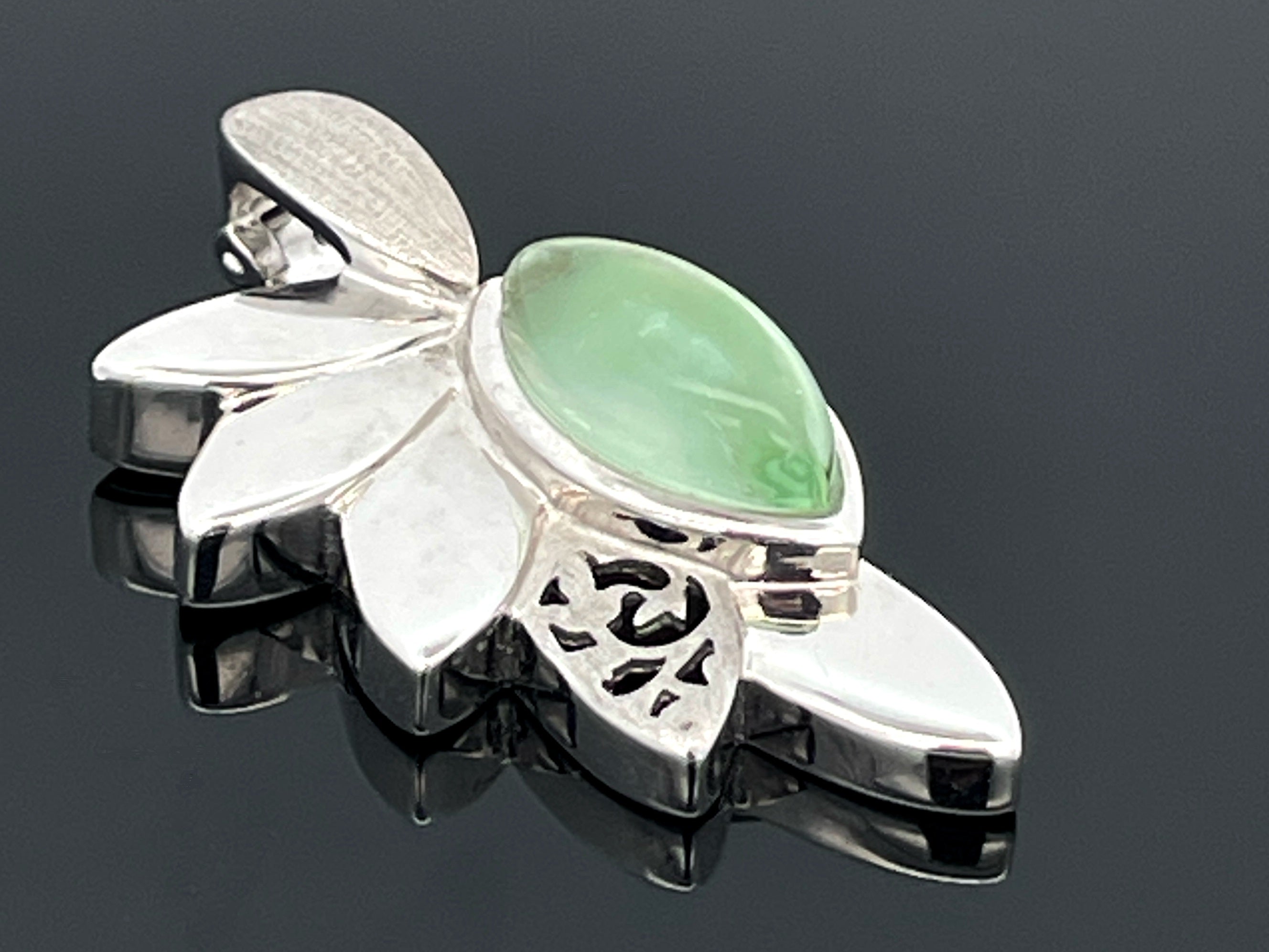CLIP ANHÄNGER AUS 925/- SILBER RHODINIERT MIT FLUORIT/PERLMUTT-DUBL. BEH.