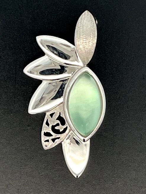 CLIP ANHÄNGER AUS 925/- SILBER RHODINIERT MIT FLUORIT/PERLMUTT-DUBL. BEH.