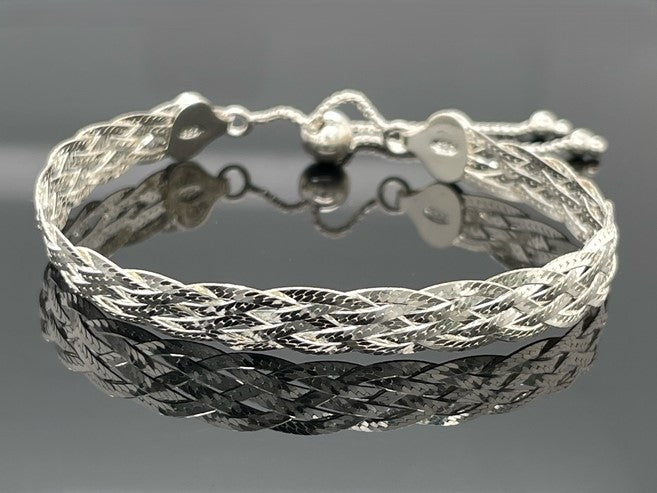 SLIDER HERINGBONE-ARMBAND 925/-SILBERWEIß