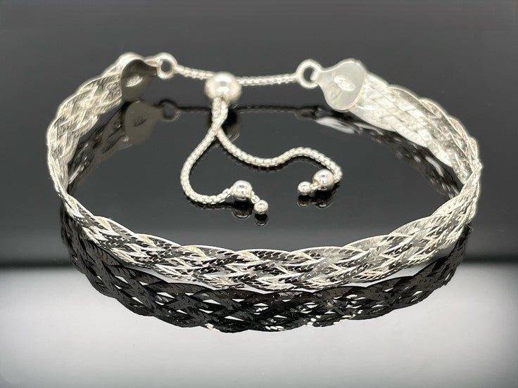 SLIDER HERINGBONE-ARMBAND 925/-SILBERWEIß
