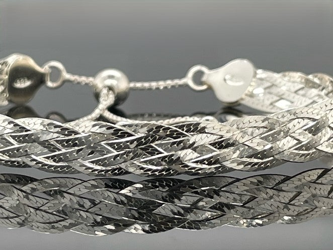 SLIDER HERINGBONE-ARMBAND 925/-SILBERWEIß