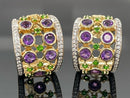 HALBCREOLEN AUS 925/- SILBER VERGOLDET MIT AMETHYST, CHROMDIOPSID, ZIRKON