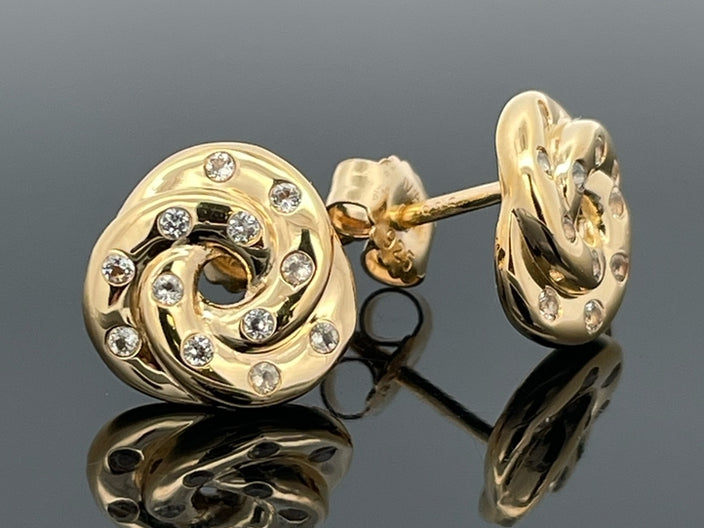 OHRSTECKER AUS 925/- SILBER VERGOLDET MIT WEIßTOPAS