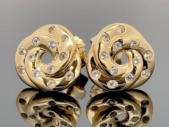 OHRSTECKER AUS 925/- SILBER VERGOLDET MIT WEIßTOPAS