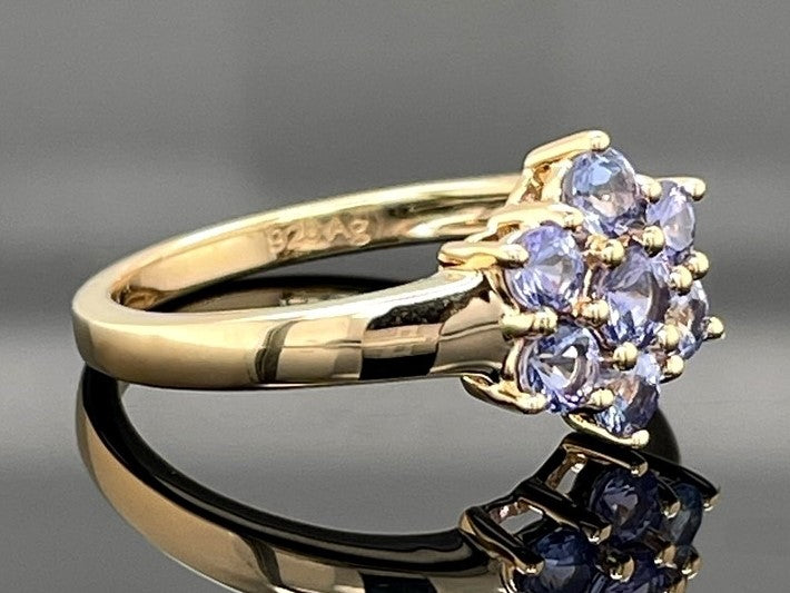 RING AUS 925/- SILBER VERGOLDET MIT TANSANIT