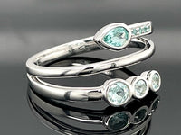 RING GR.17 (53) AUS 585/- WEIßGOLD MIT PARAIBA-TURMALIN (GES. CA.0,340 ct.)