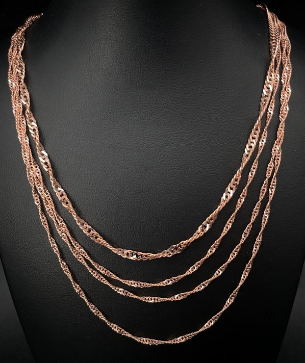 2-TLG SET SINGAPURKETTE AUS 925/-SILBER ROSÈVERGOLDET