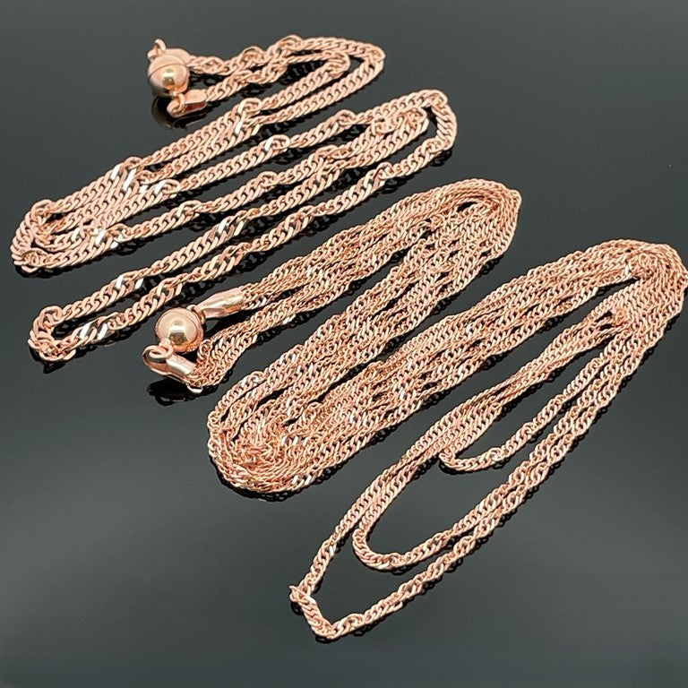2-TLG SET SINGAPURKETTE AUS 925/-SILBER ROSÈVERGOLDET