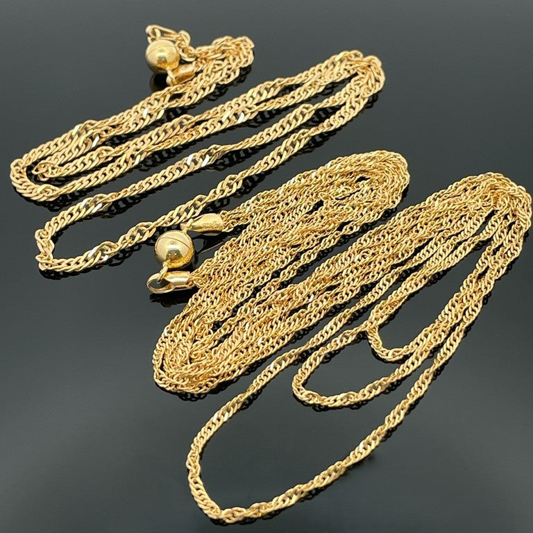 2-TLG SET SINGAPURKETTE AUS 925/-SILBER GELBVERGOLDET