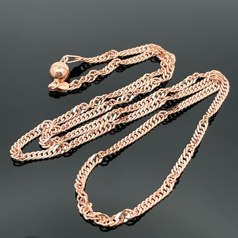 2-TLG SET SINGAPURKETTE AUS 925/-SILBER ROSÈVERGOLDET