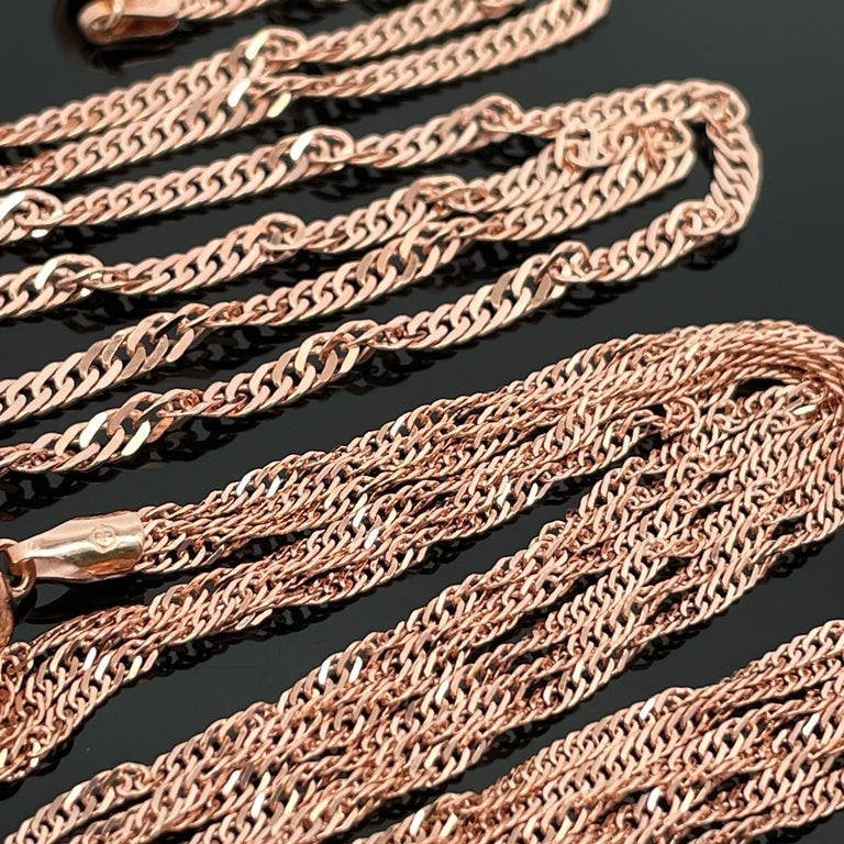 2-TLG SET SINGAPURKETTE AUS 925/-SILBER ROSÈVERGOLDET