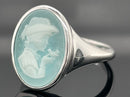RING AUS 925/- SILBER RHODINIERT MIT AVENTURIN KAMEE