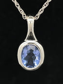 CLIP ANHÄNGER AUS 925/- SILBER RHODINIERT MIT FLUORIT BLAU ( ca. 2,7 ct.)