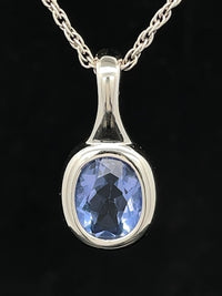 CLIP ANHÄNGER AUS 925/- SILBER RHODINIERT MIT FLUORIT BLAU ( ca. 2,7 ct.)
