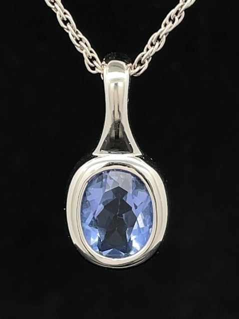 CLIP ANHÄNGER AUS 925/- SILBER RHODINIERT MIT FLUORIT BLAU ( ca. 2,7 ct.)