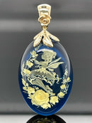 CLIP ANHÄNGER AUS 375/- GELBGOLD MIT BERNSTEIN BEH. (CA. 13,57 ct.)