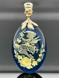 CLIP ANHÄNGER AUS 375/- GELBGOLD MIT BERNSTEIN BEH. (CA. 13,57 ct.)