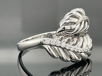 RING AUS 925/- SILBER RHODINIERT MIT ZIRKONIA
