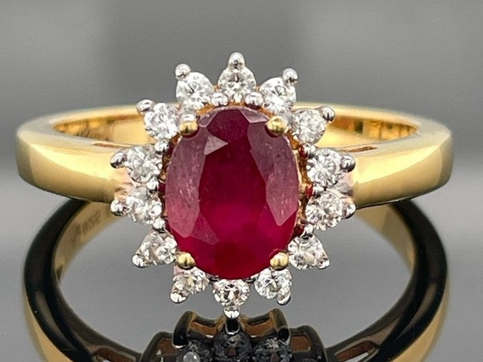 RING AUS 925/- SILBER VERGOLDET MIT SAMBIA RUBIN & ZIRKON