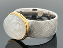RING AUS 925/- SILBER RHODINIERT/VERGOLDET MIT RAINBOW MONDSTEIN (ca.3,6 ct.)