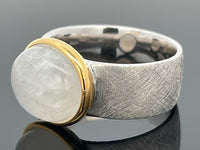 RING AUS 925/- SILBER RHODINIERT/VERGOLDET MIT RAINBOW MONDSTEIN (ca.3,6 ct.)