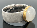 RING AUS 925/- SILBER RHODINIERT/VERGOLDET MIT RAINBOW MONDSTEIN (ca.3,6 ct.)