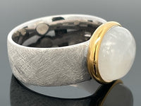RING AUS 925/- SILBER RHODINIERT/VERGOLDET MIT RAINBOW MONDSTEIN (ca.3,6 ct.)
