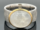 RING AUS 925/- SILBER RHODINIERT/VERGOLDET MIT RAINBOW MONDSTEIN (ca.3,6 ct.)