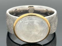 RING AUS 925/- SILBER RHODINIERT/VERGOLDET MIT RAINBOW MONDSTEIN (ca.3,6 ct.)
