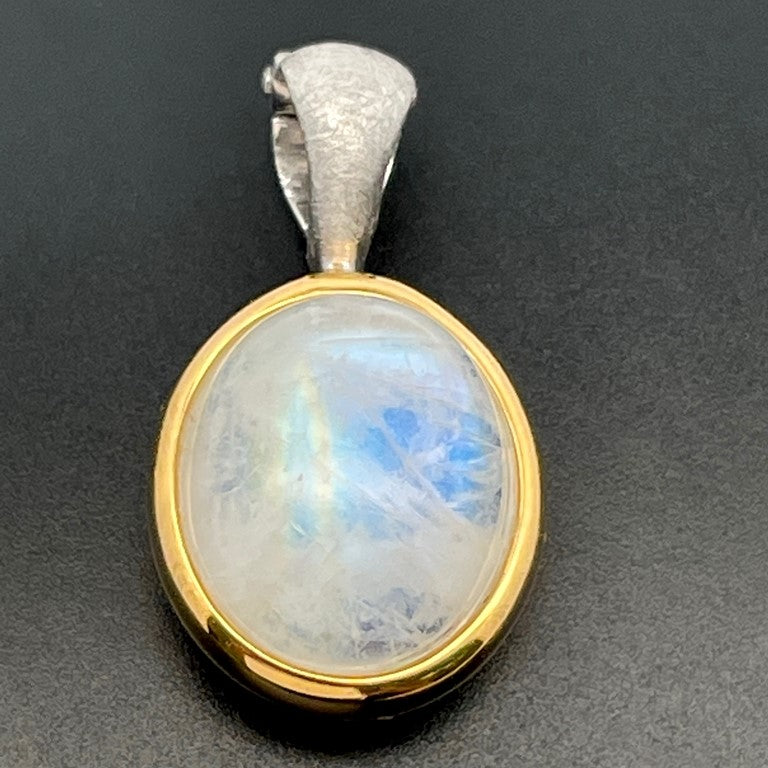 CLIP ANHÄNGER AUS 925/- SILBER BICOLOR MIT RAINBOW MONSTEIN (CA.3,6 ct.)