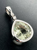CLIP ANHÄNGER AUS 925/- SILBER RHODINIERT MIT PRASIOLITH & ZIRKON