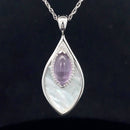 CLIP ANHÄNGER AUS 925/- SILBER RHODINIERT MIT AMETHYST, PERLMUTT & ZIRKON