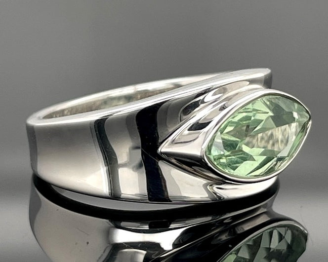 RING AUS 925/- SILBER RHODINIERT MIT FLUORIT (ca.2,15 ct.)