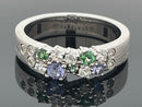 RING AUS 925/- SILBER RHODINIERT MIT TANSANIT, TURMALIN & ZIRKON