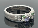 RING AUS 925/- SILBER RHODINIERT MIT TANSANIT, TURMALIN & ZIRKON