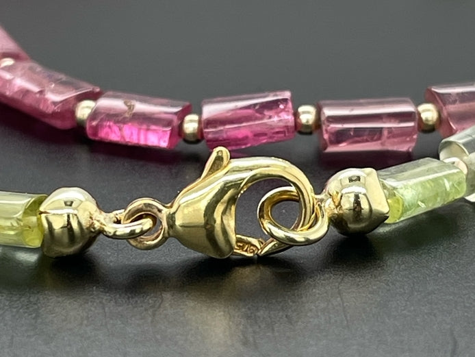 COLLIER 375/- GELBGOLD MIT MULTI TURMALIN