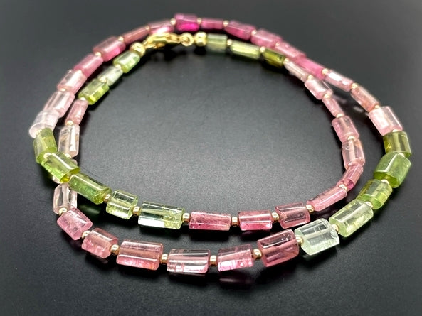 COLLIER 375/- GELBGOLD MIT MULTI TURMALIN