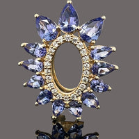 ANHÄNGER AUS 375/- GELBGOLD MIT TANSANIT & ZIRKON ( GES. CA. 3,014 ct.)
