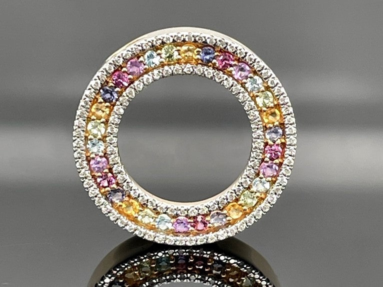 ANHÄNGER AUS 375/- GELBGOLD MIT MULTI EDELSTEINE & BRILLANTEN