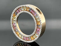 ANHÄNGER AUS 375/- GELBGOLD MIT MULTI EDELSTEINE & BRILLANTEN
