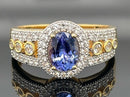 RING AUS 925/- SILBER VERGOLDET MIT TANSANIT & ZIRKON
