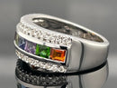 RING AUS 925/- SILBER RHODINIERT MIT MULTI EDELSTEINE (GES. CA.1,60 ct.)