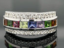 RING AUS 925/- SILBER RHODINIERT MIT MULTI EDELSTEINE (GES. CA.1,60 ct.)
