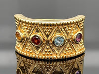 RING AUS 925/- SILBER VERGOLDET MIT MULTI EDELSTEINE
