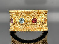 RING AUS 925/- SILBER VERGOLDET MIT MULTI EDELSTEINE