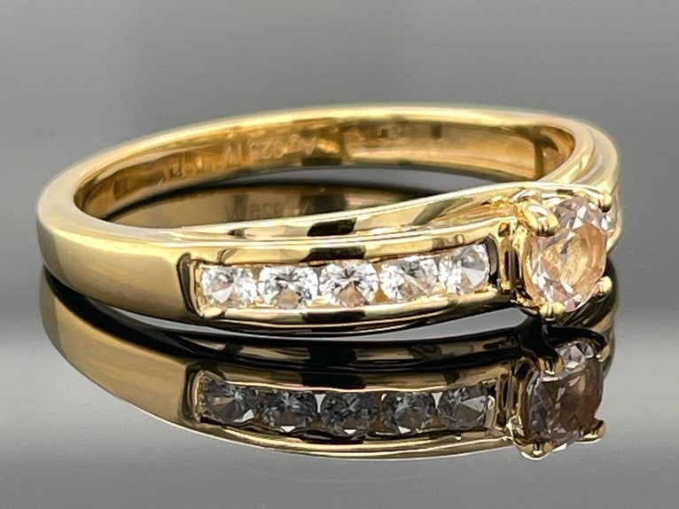 RING AUS 925/- SILBER VERGOLDET MIT MORGANIT & ZIRKON