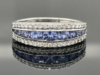RING AUS 950/- PLATIN MIT TANSANIT & BRILLANTEN